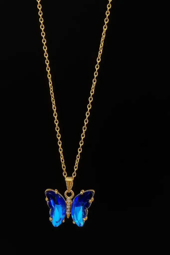 Blue Butterfly Pendant Necklace
